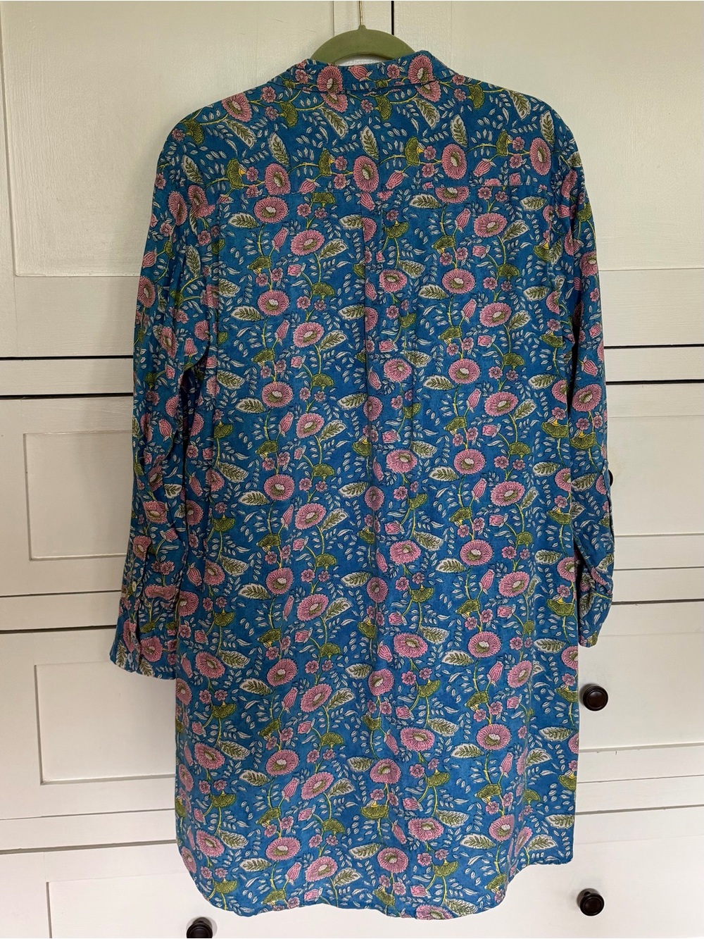 NATURAL LIFE Teal Floral Button-Up Shirtdress - Picture 5 of 6